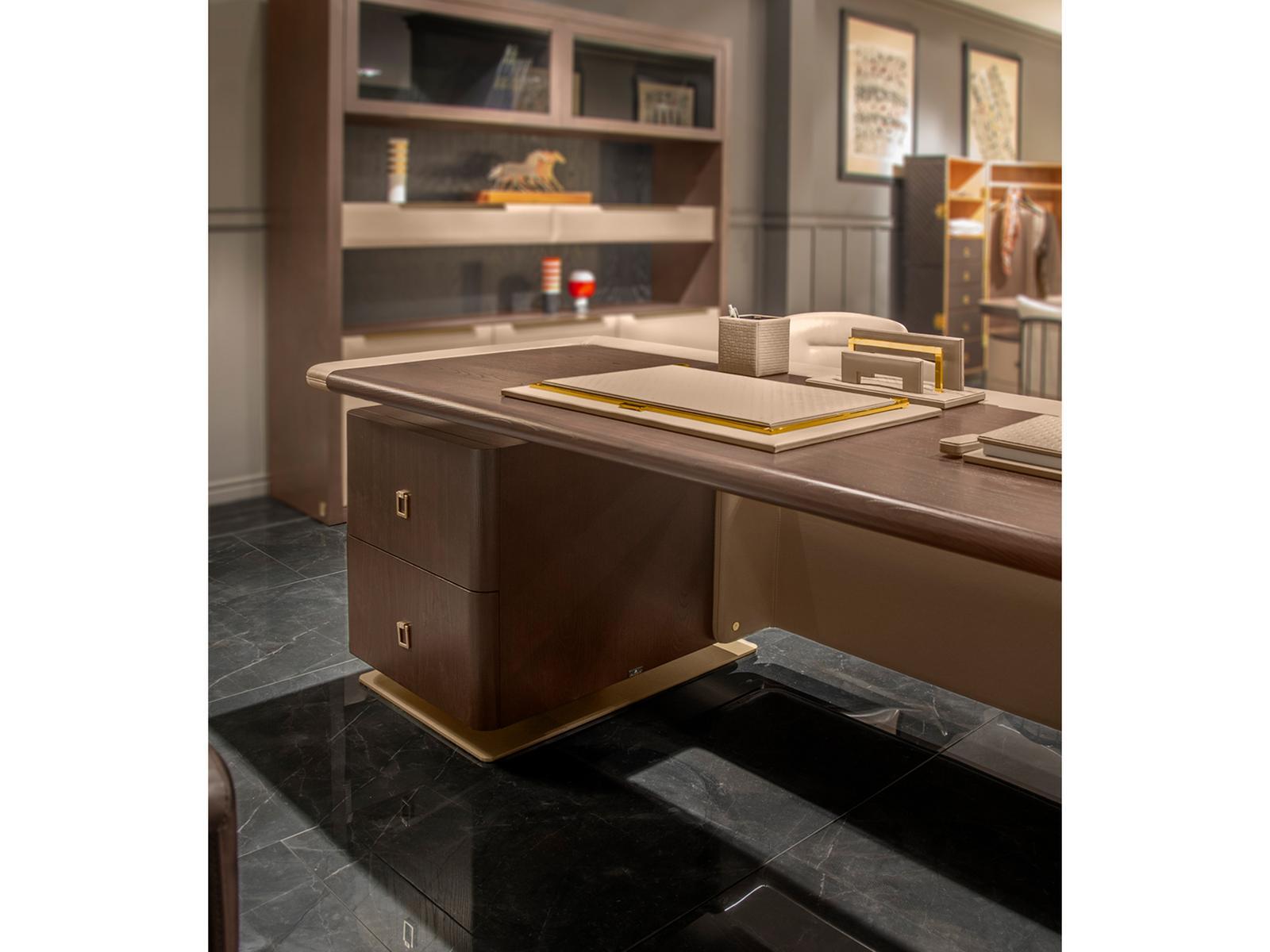 YANGOON Leather executive desk with drawers