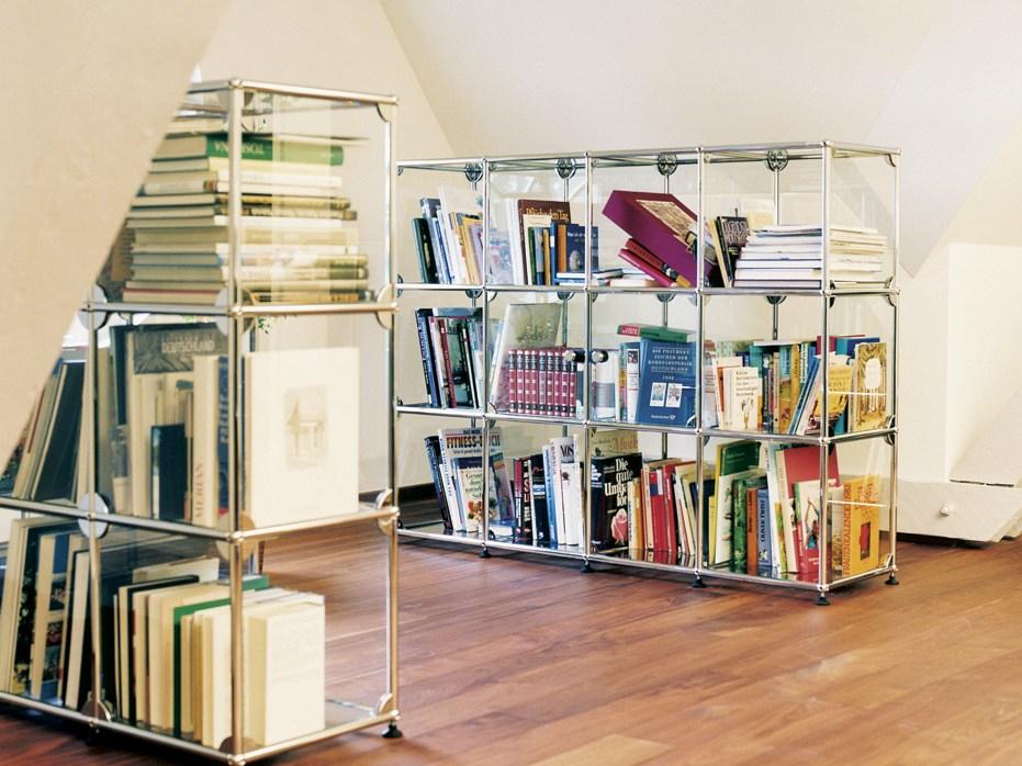 HALLER GLAS SHELVING AND SHOWCASES Sectional glass and steel bookcase