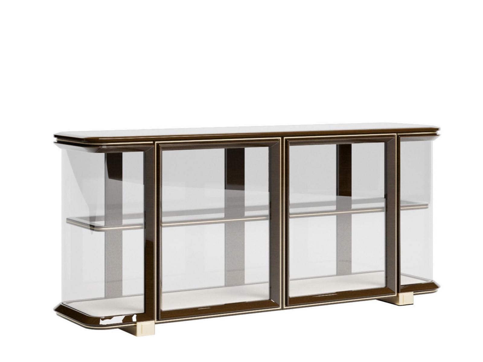 GRACE Wood and glass sideboard with integrated lighting