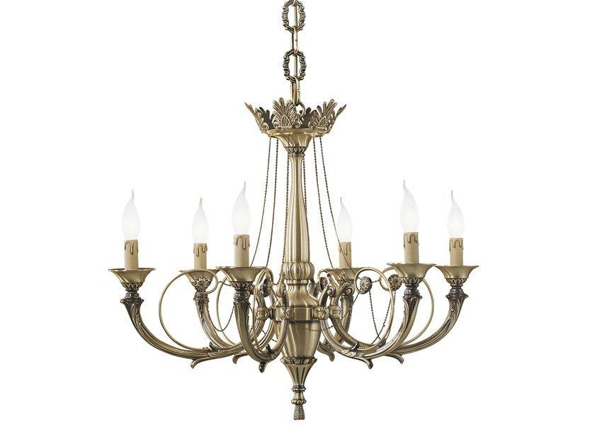 GINEVRA 858/6 Antique Brass chandelier