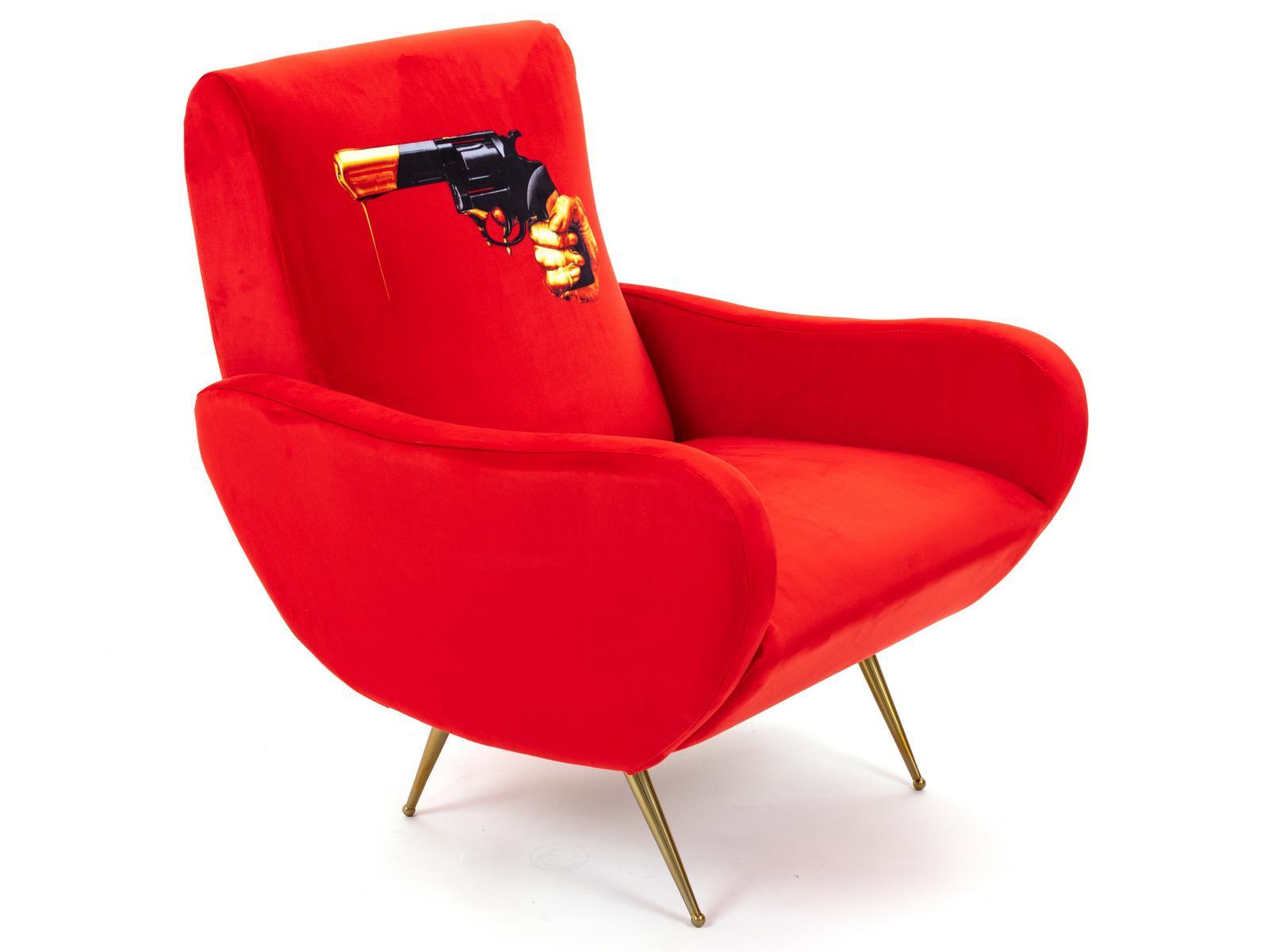 REVOLVER Fabric armchair with armrests