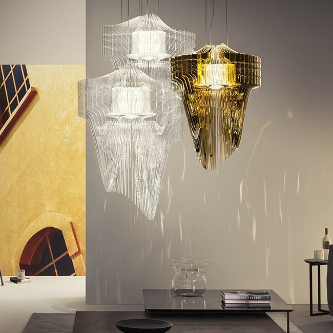 ARIA GOLD LED Lentiflex® and Cristalflex® pendant lamp