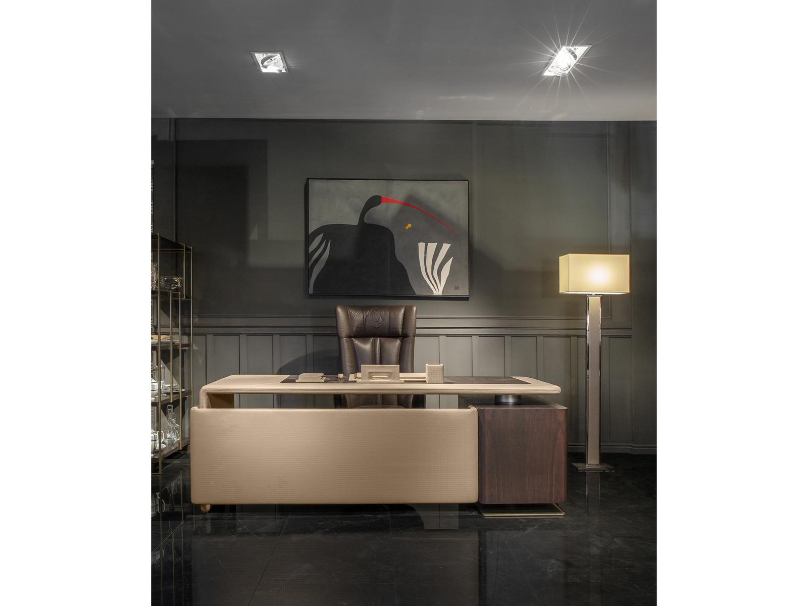 YANGOON Leather executive desk with drawers
