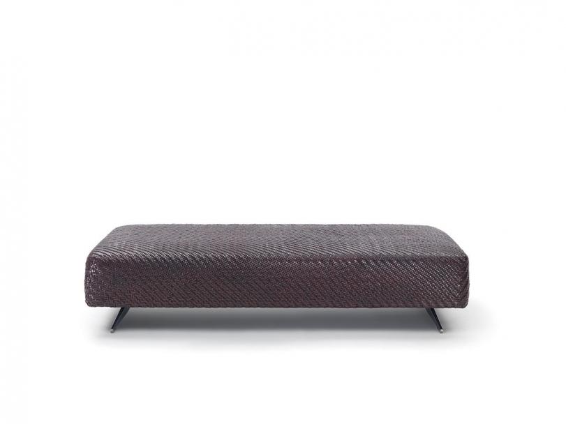 FILICUDI Rectangular tanned leather pouf