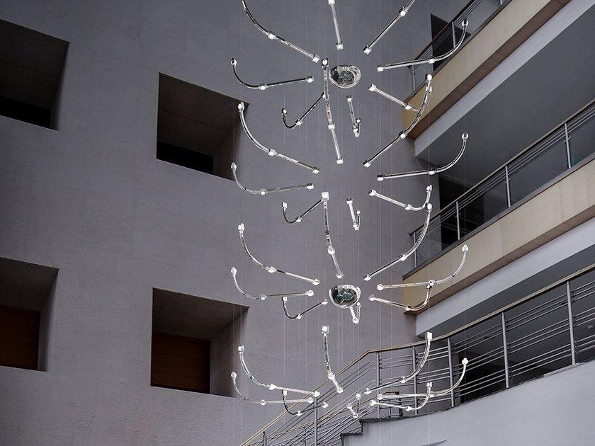 RAQAM P3 LED metal pendant lamp with crystals