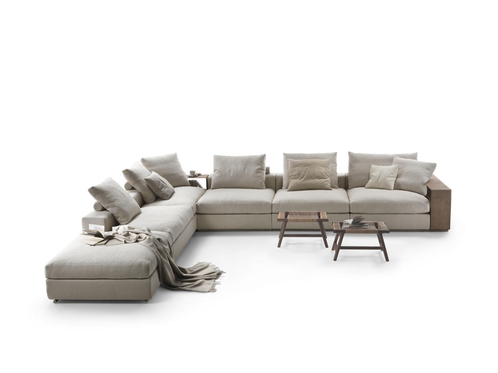 GROUNDPIECE Sectional fabric sofa with storage space