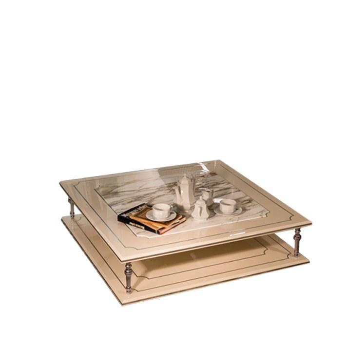 LALIQUE Low metal and Calacatta marble coffee table