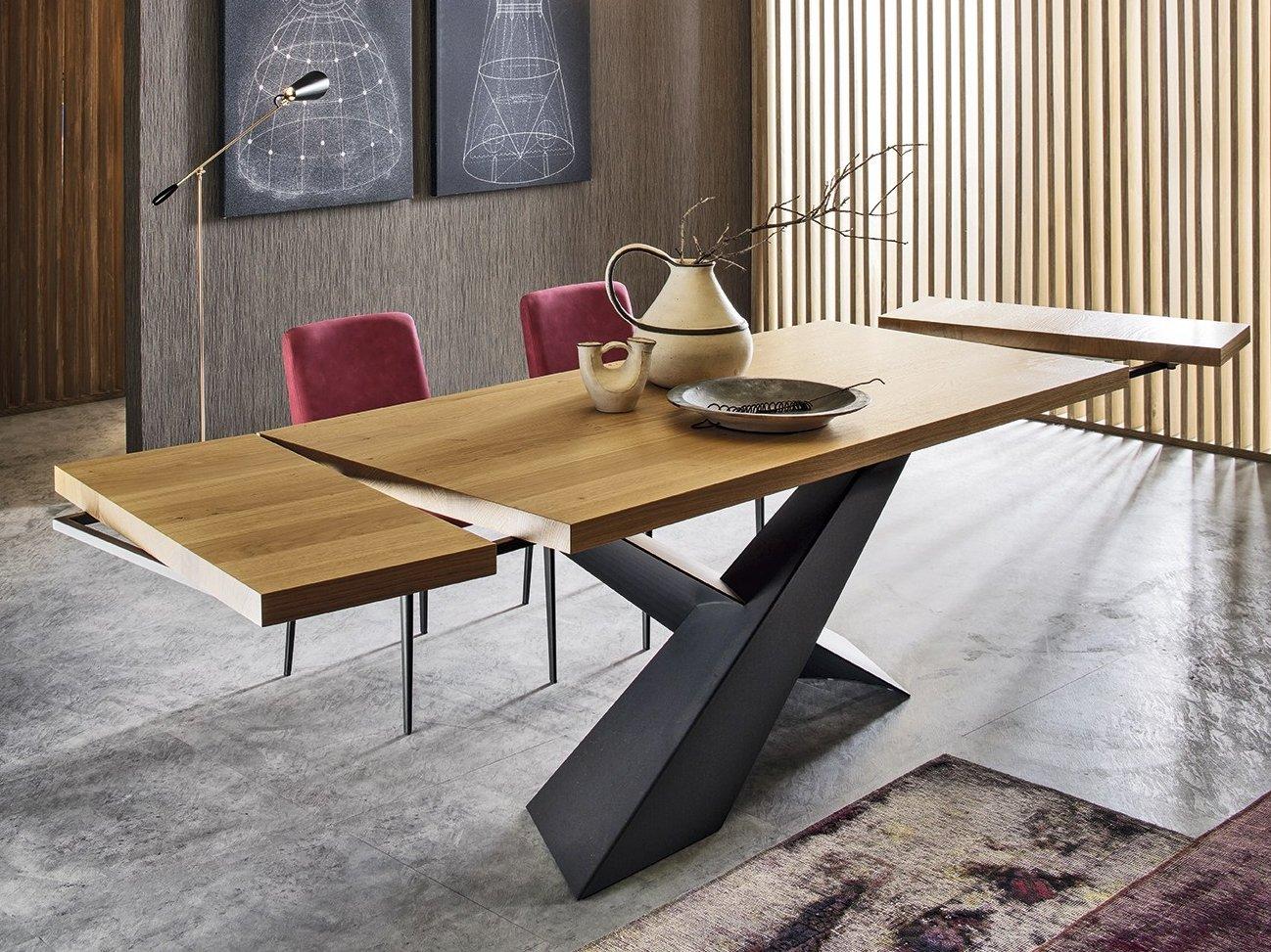 LIVING - GRAPHITE & OAK Extending rectangular wooden dining table