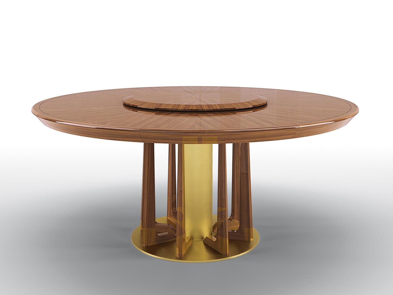 PETRUS Round walnut table with Lazy Susan