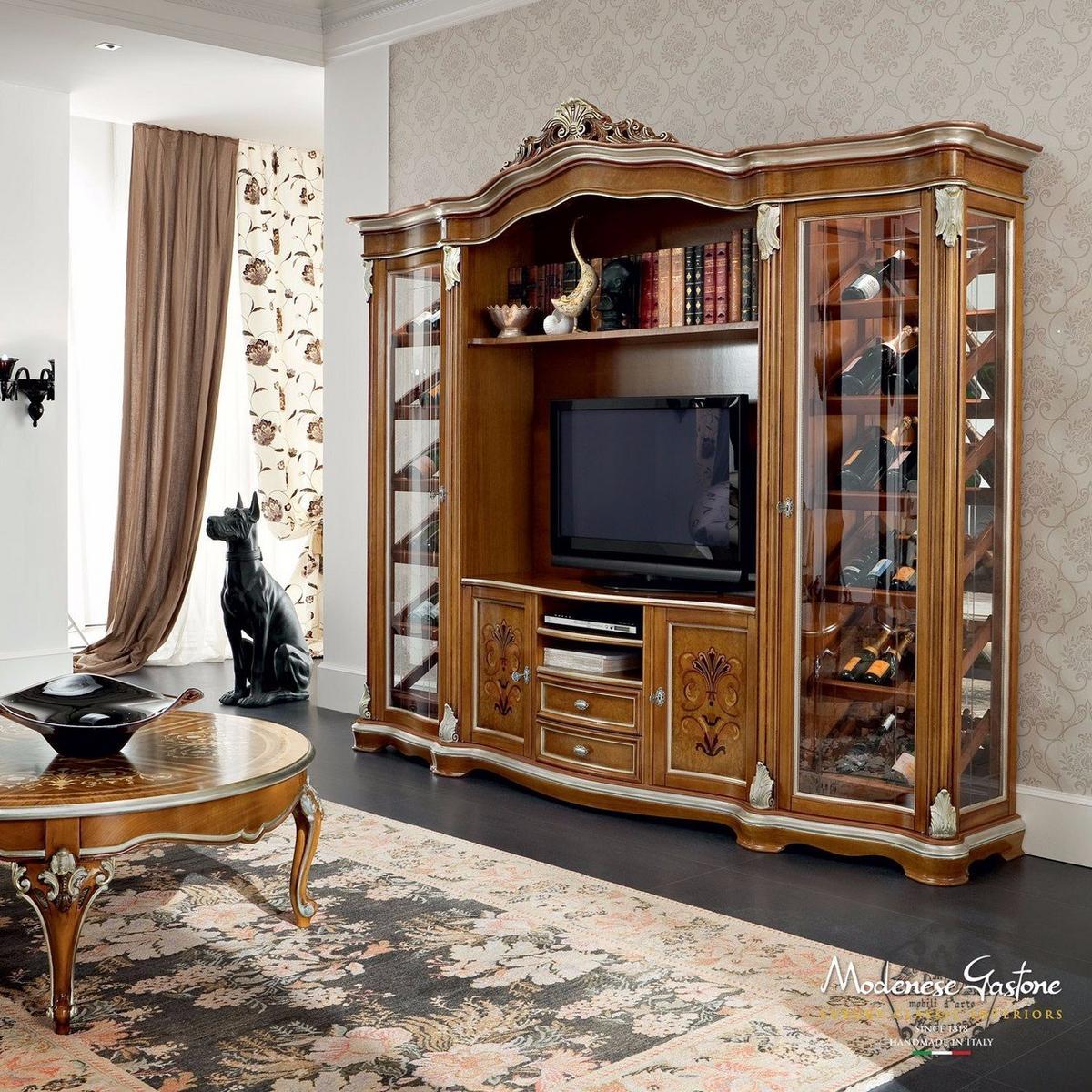 13134 Baroque wooden highboard with doors with drawers
