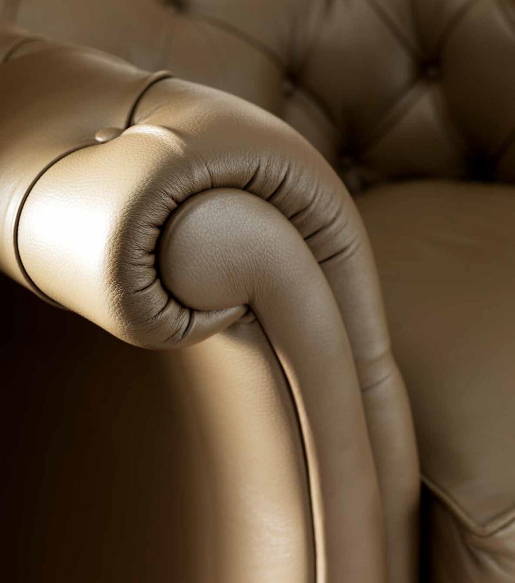 PASCAL Tufted upholstered leather armchair