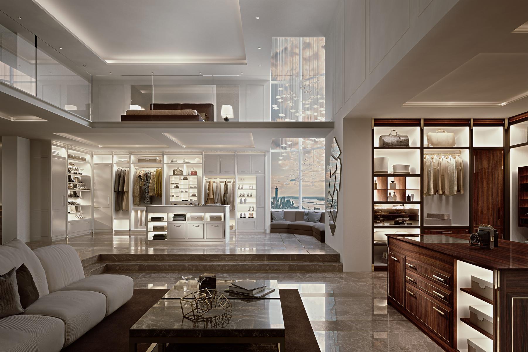 ESSENZA Custom walk-in wardrobe with integrated lighting