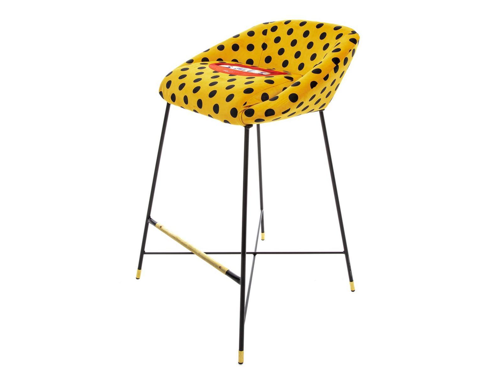 SHIT High fabric stool with back