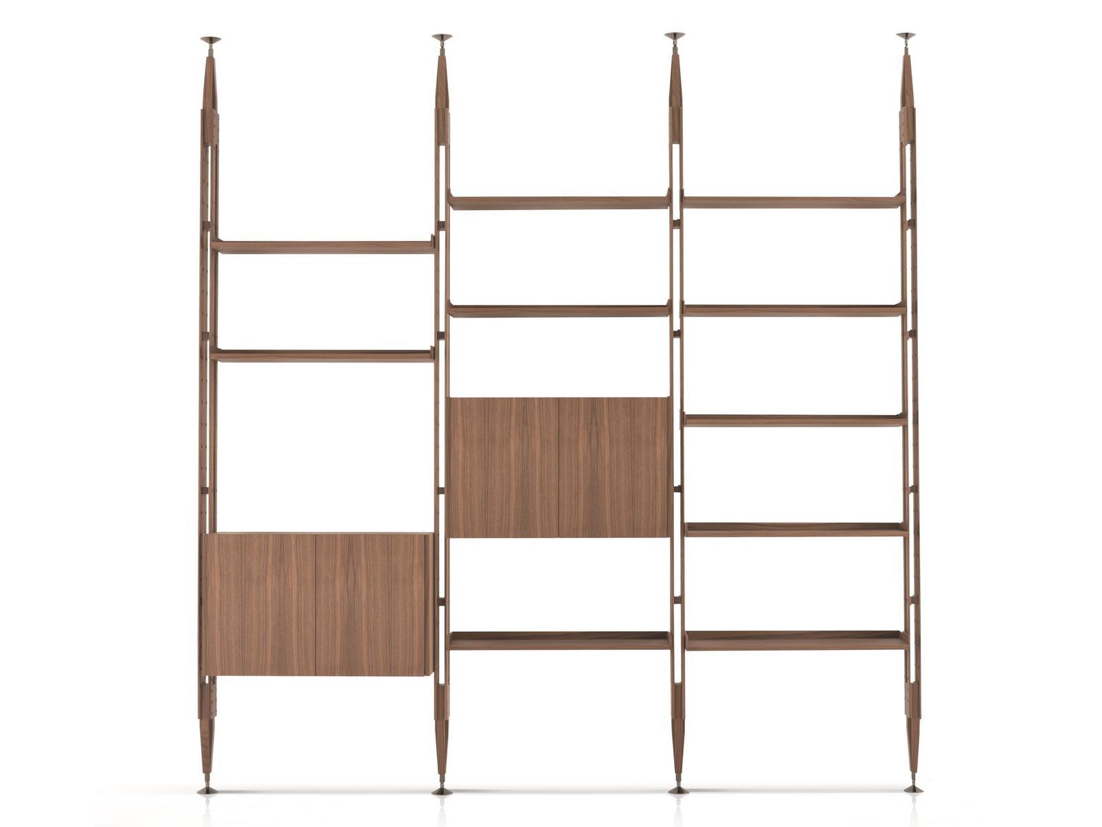 835 INFINITO Floor-ceiling mounted wooden bookcase