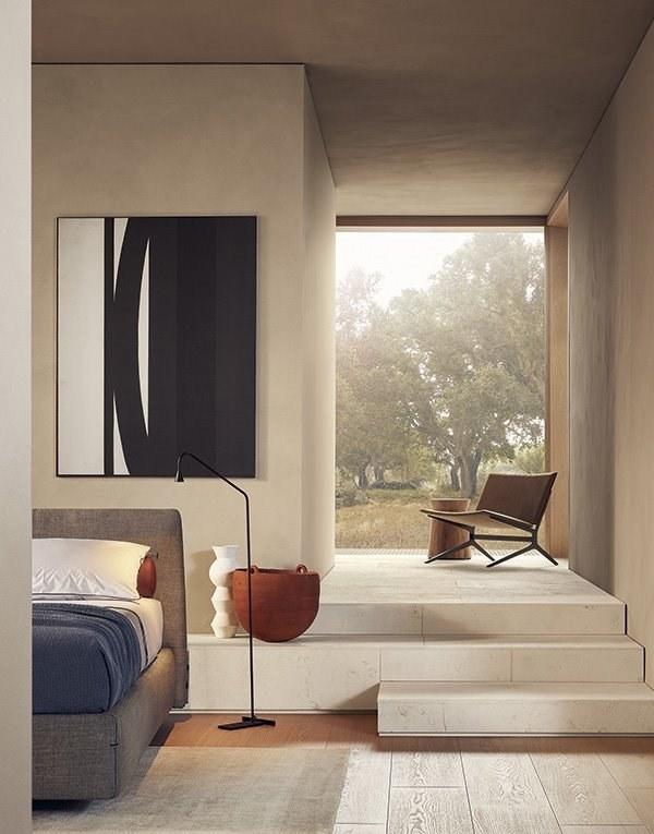 KAY LOUNGE Leather armchair with footstool