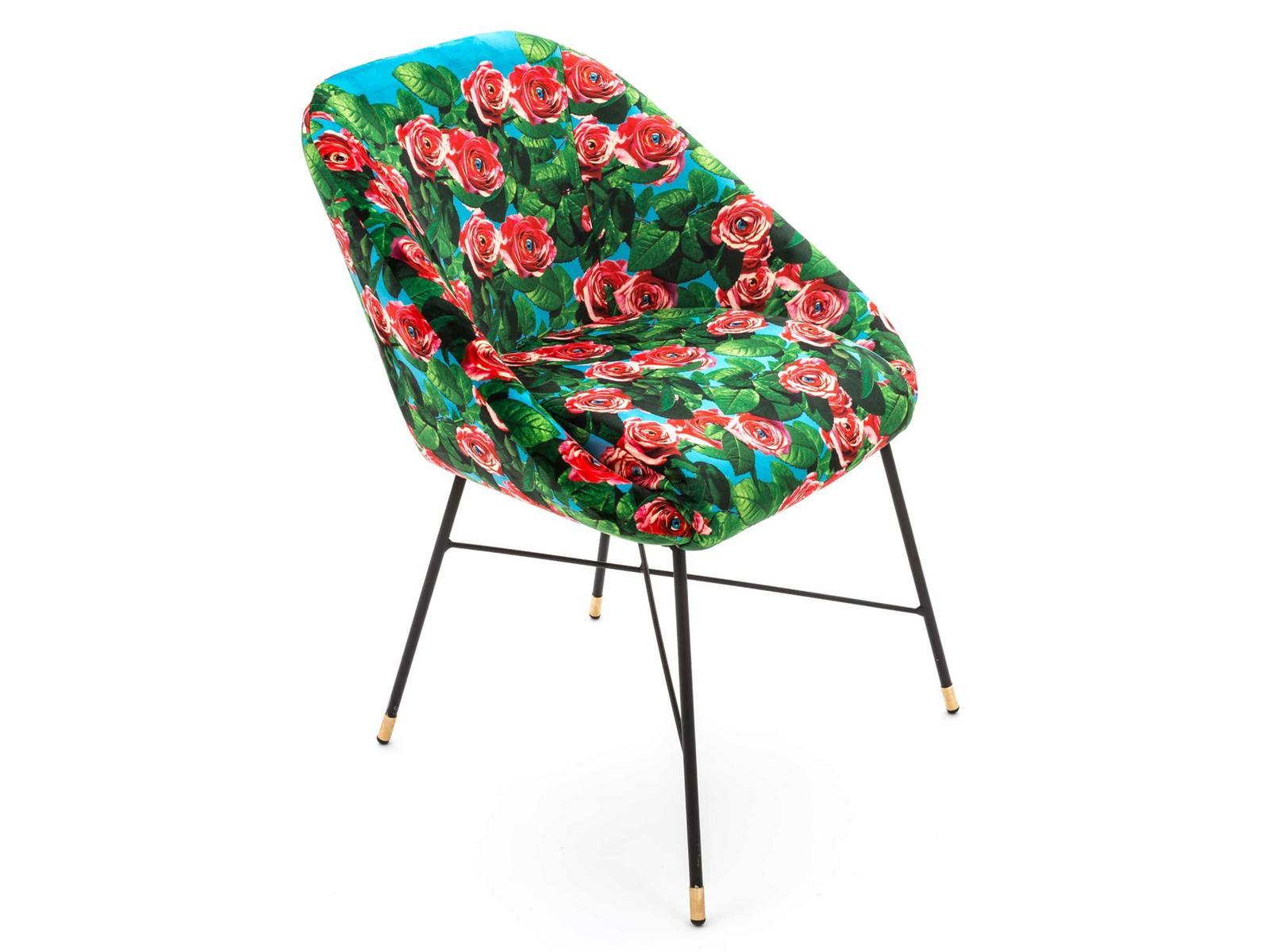 ROSES Upholstered fabric chair with armrests