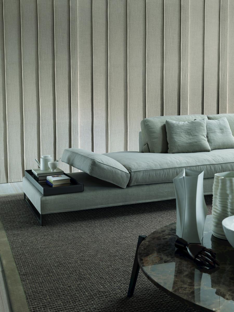 DAVIS FLAT Sled base sectional fabric sofa