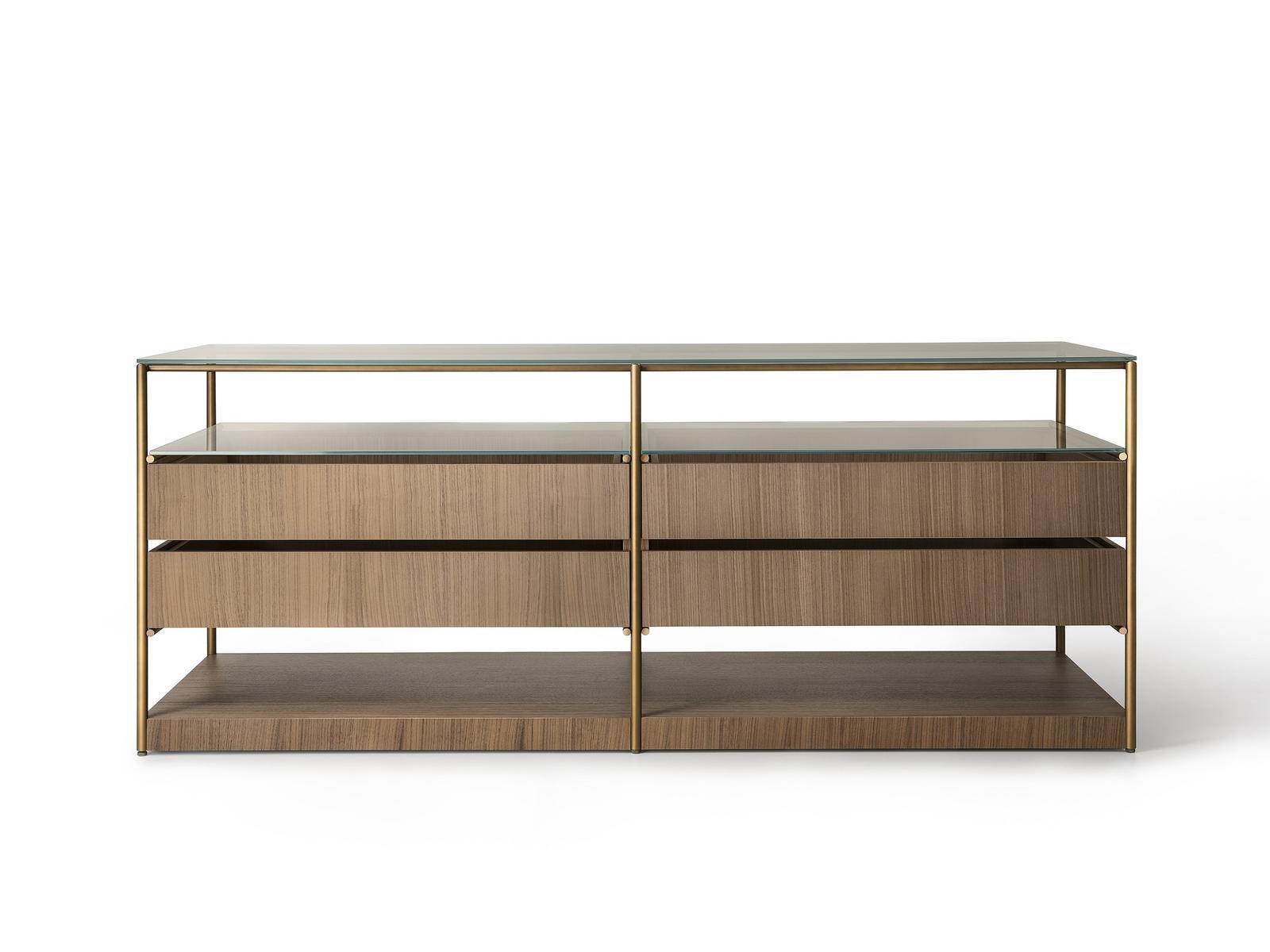 AREIA Wood and glass chest of drawers