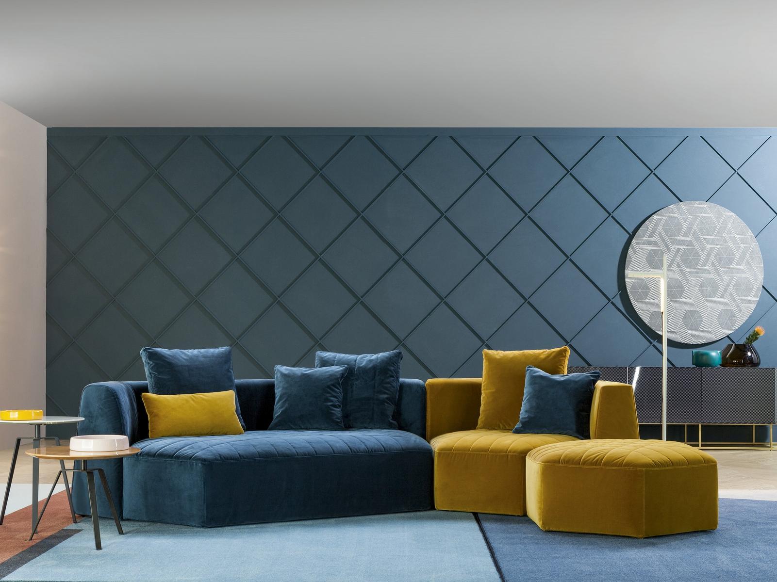 PANORAMA Modular fabric sofa with footstool