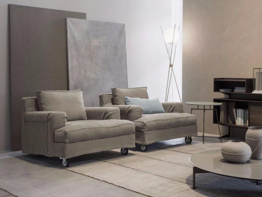 ABERDEEN Fabric armchair with castors