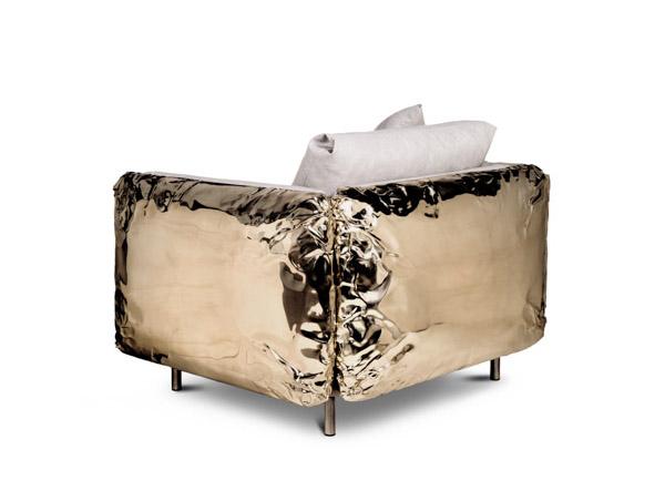 IMPERFECTIO Upholstered leather armchair with armrests