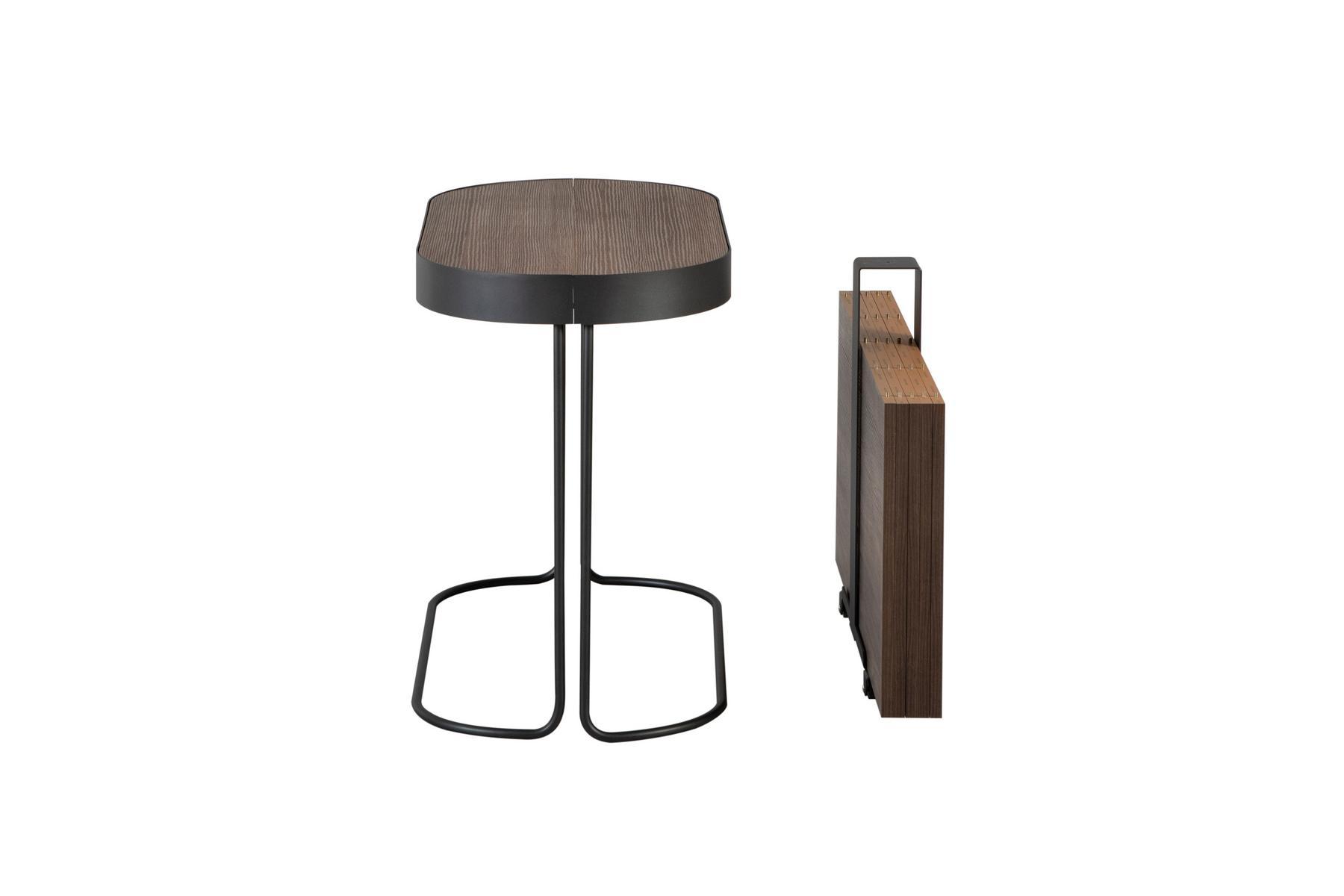 CORA Extendable oval console in walnut and steel base