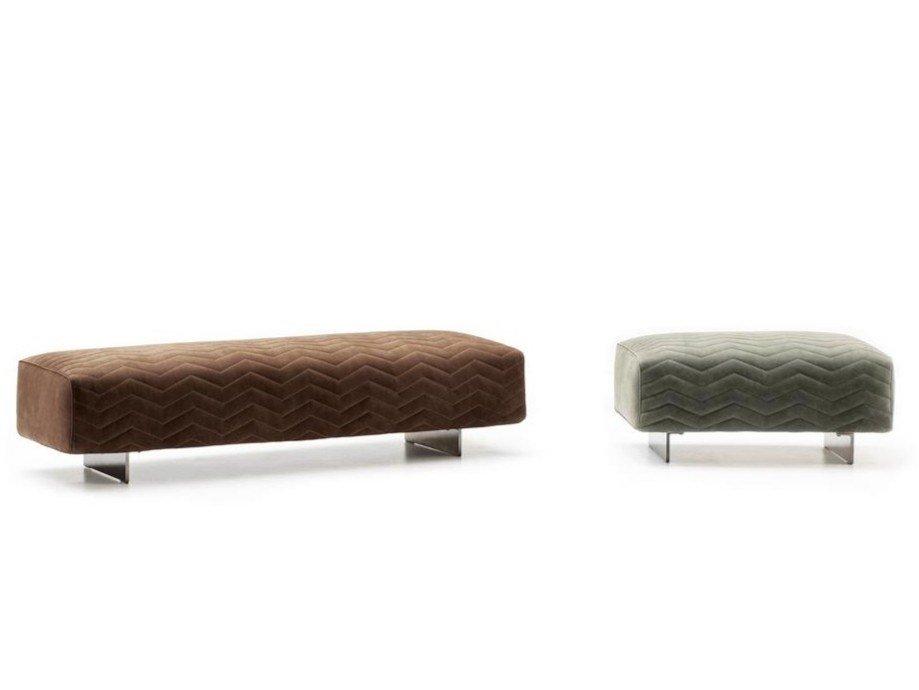 QUINCY CHEVRON Rectangular leather pouf