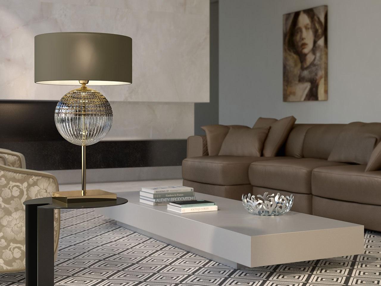 BRIGITTA Indirect light crystal and metal table lamp