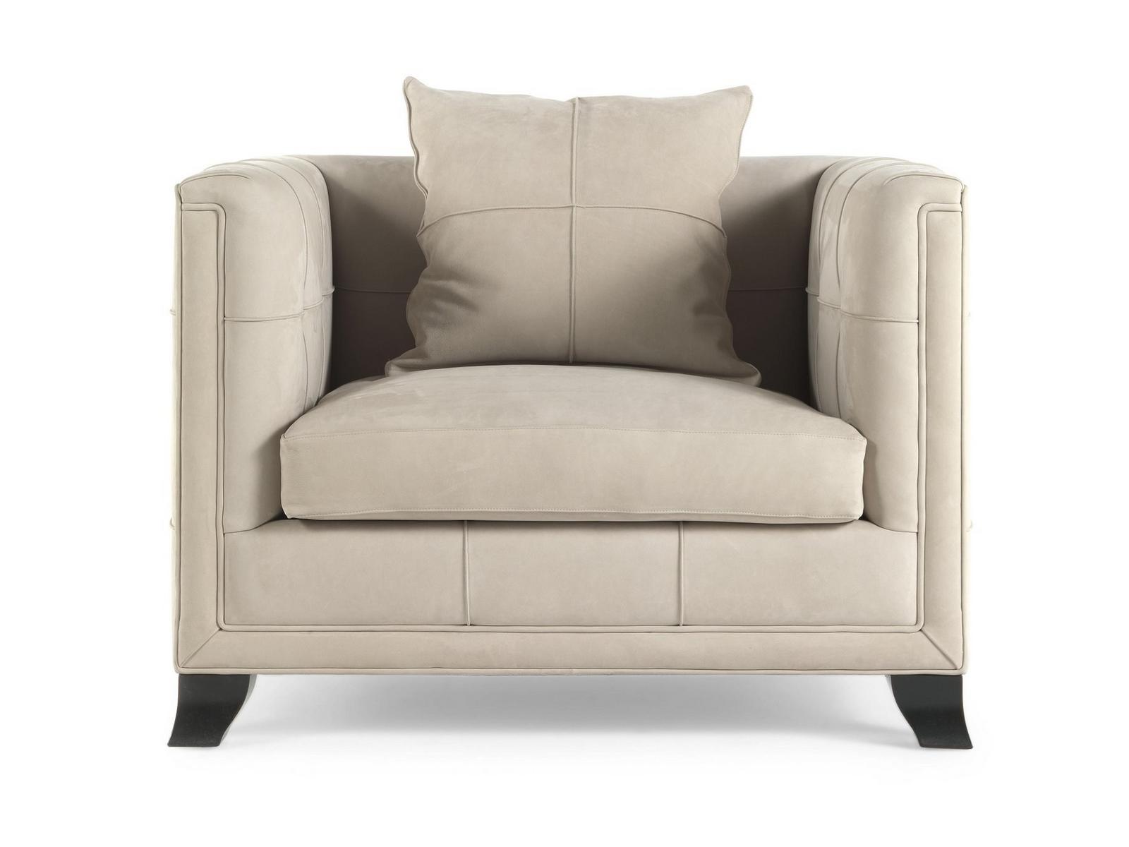 BARNEY_2 Leather armchair with armrests