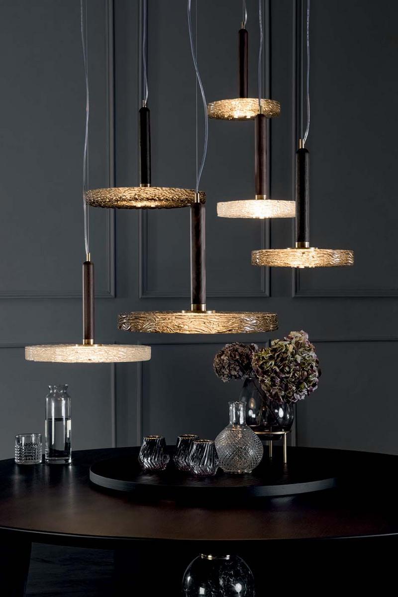 MACRABÈ Wood and glass pendant lamp