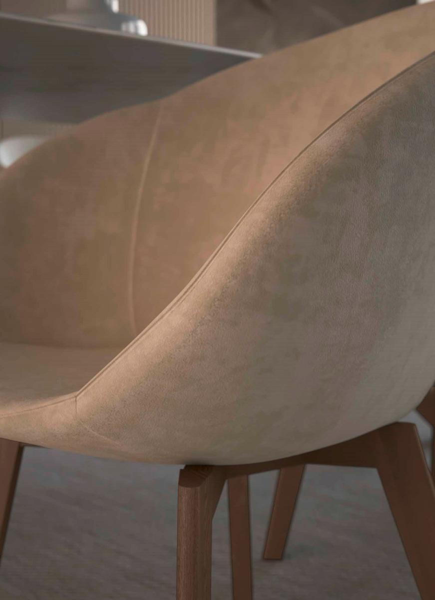 SOFTLY Upholstered fabric chair with armrests