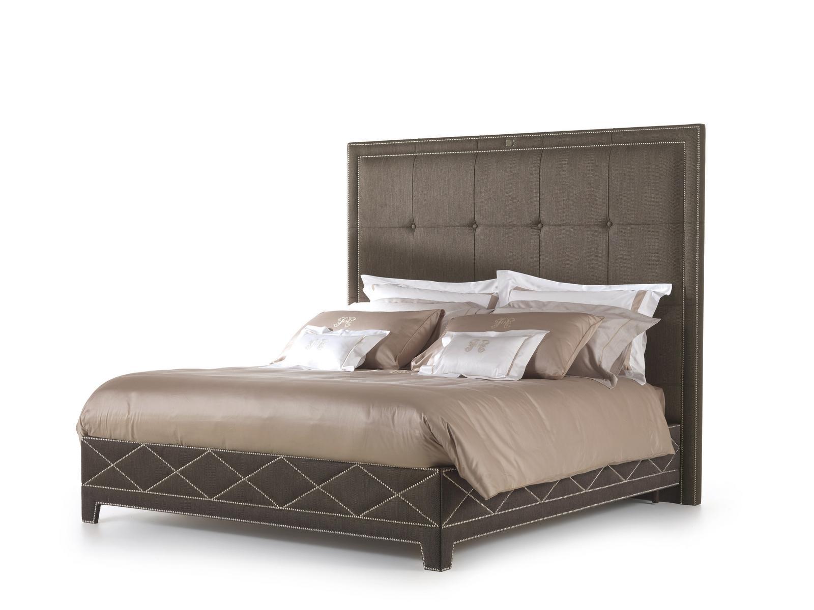 HILTON Fabric king size bed with high headboard