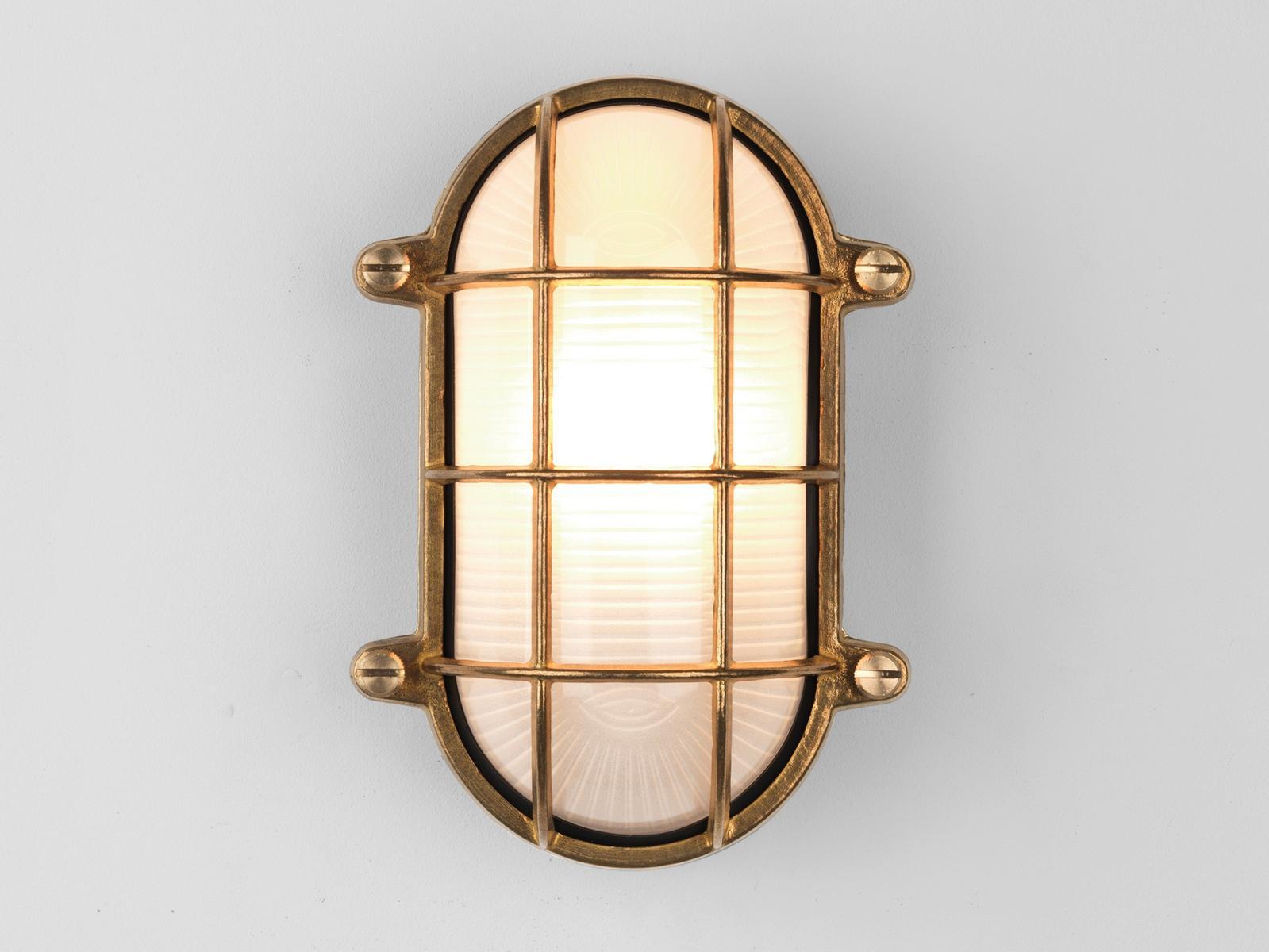 THURSO OVAL LED outdoor wall lamp in brass and glass