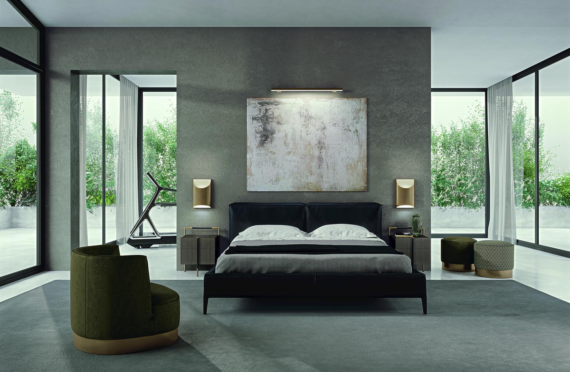 TAYLOR Fabric bed with upholstered headboard