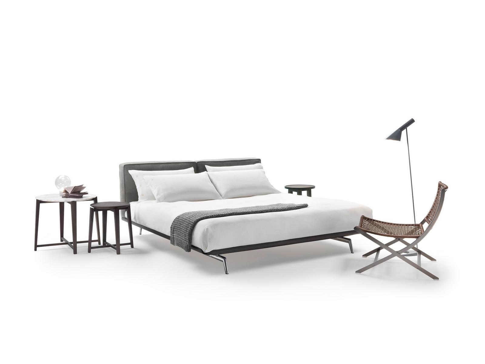 ESTE Fabric double bed with upholstered headboard
