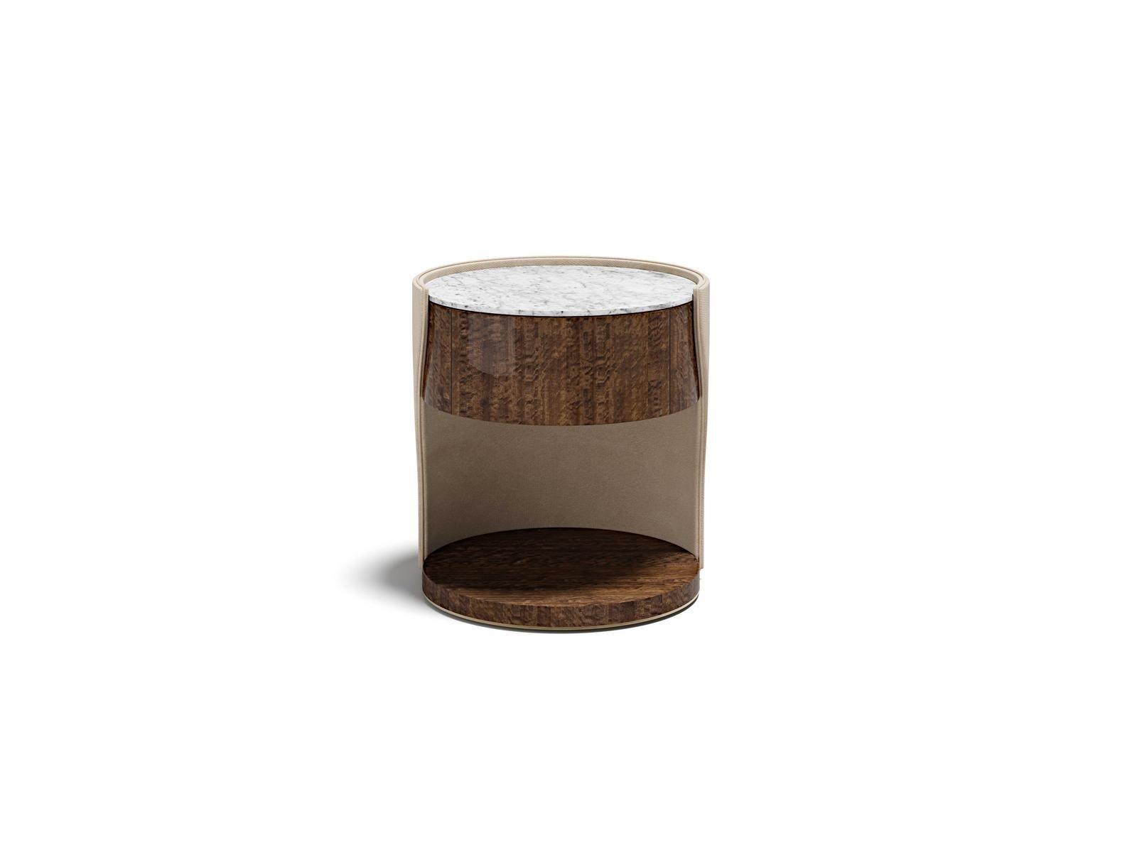 DATEJUST Round wooden bedside table with drawers