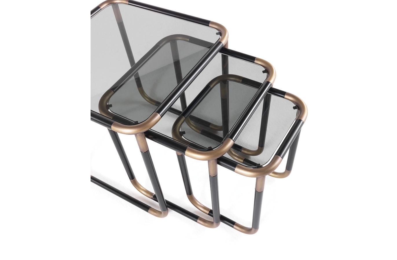 PIGNETO Coffee table in metal and smoky glass