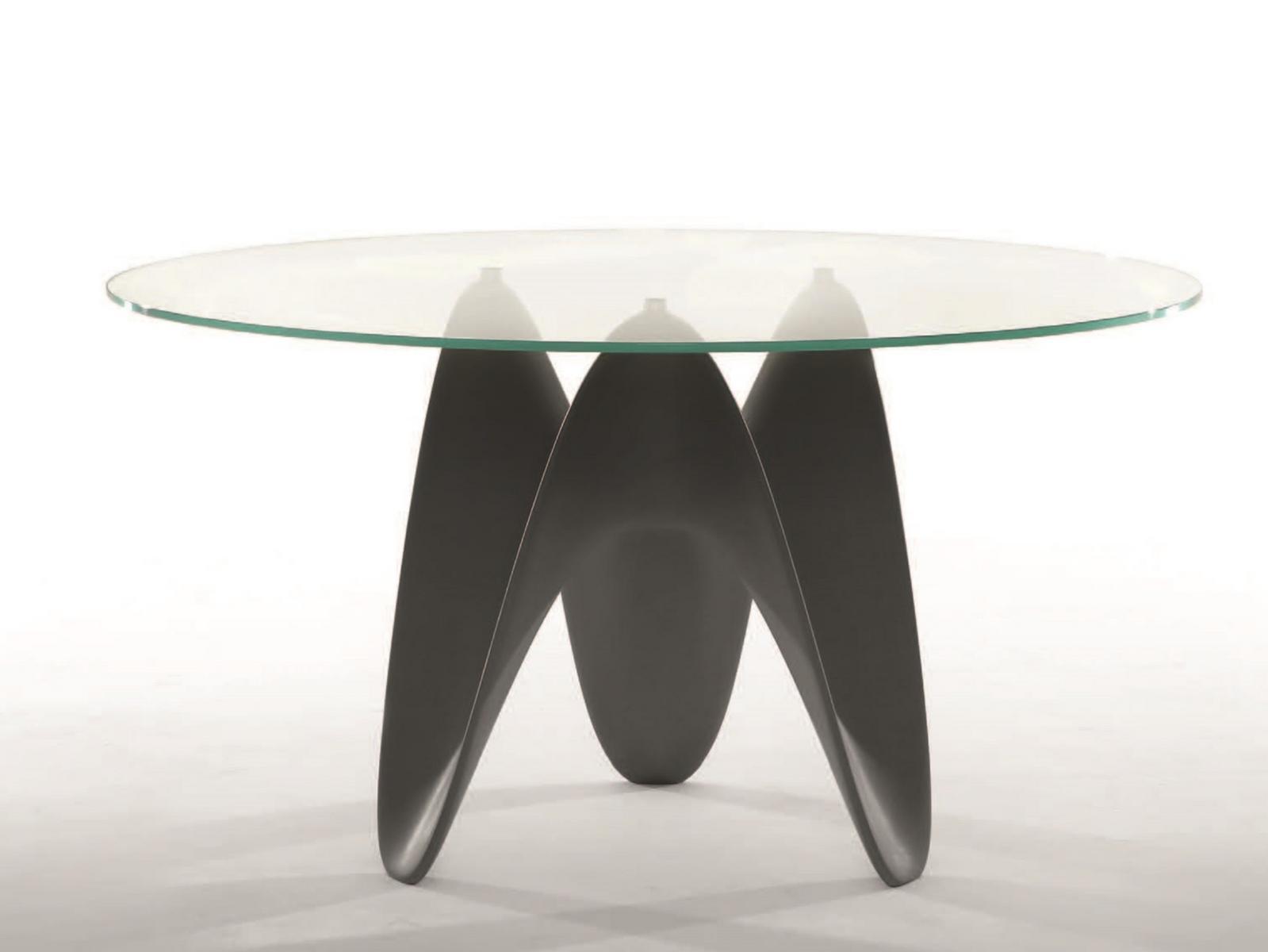 GAYA Round tempered glass table with Tecnoril® base