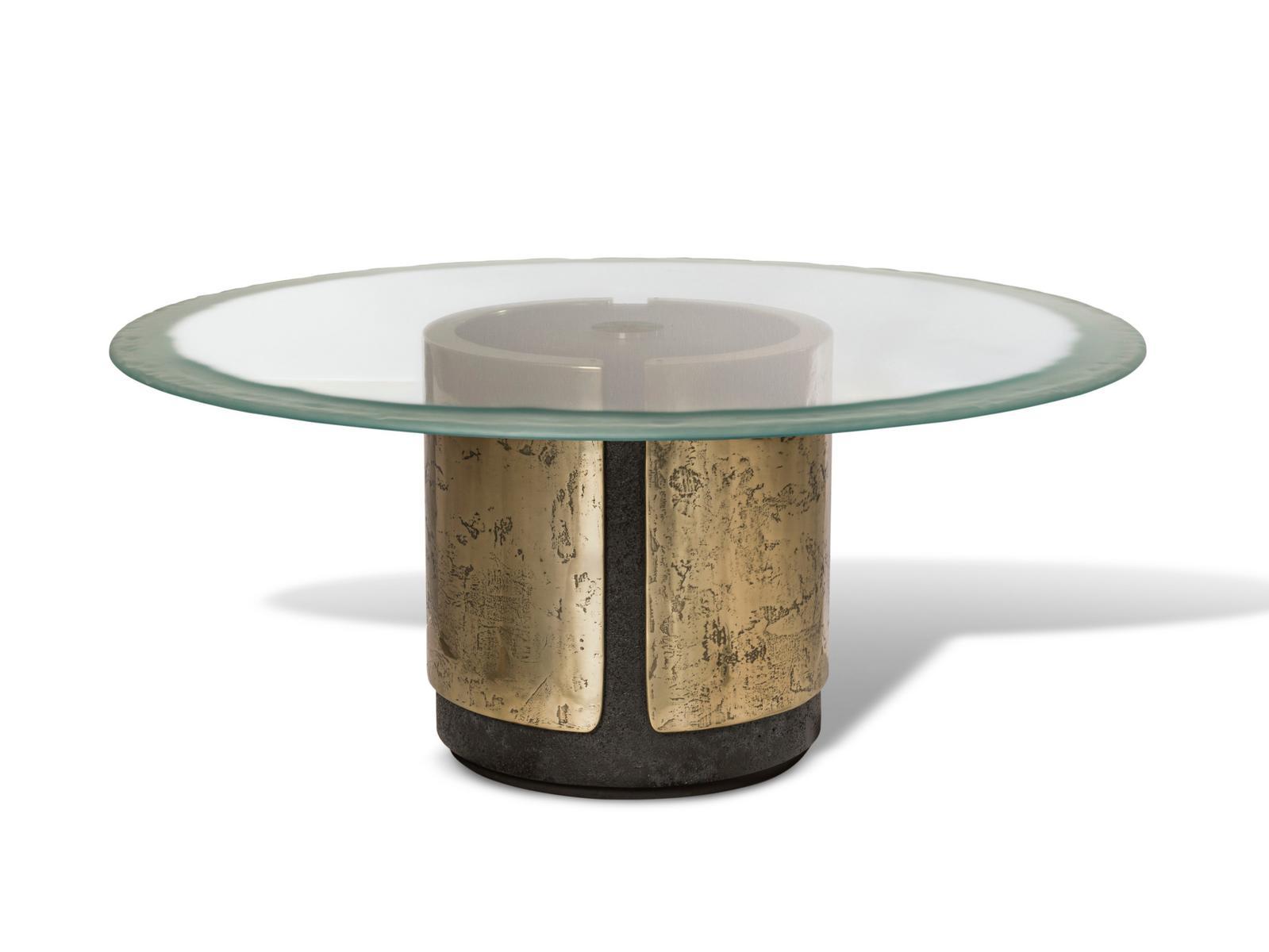 AMOS Round sandblasted glass dining table