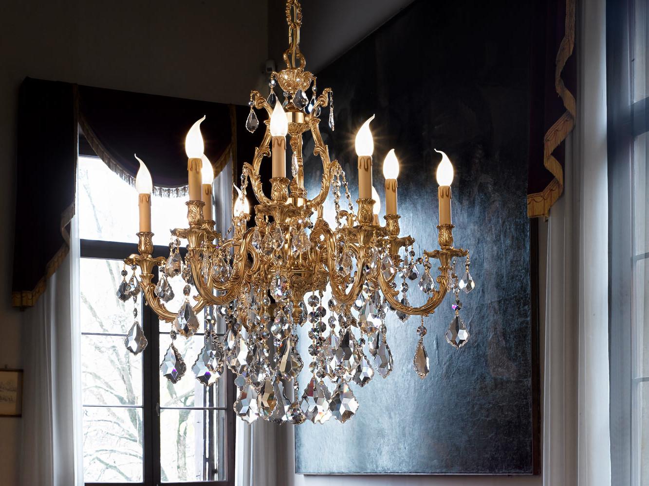 ASHFORD 090/6+3-SH/P French gold chandelier with Schoeler crystals
