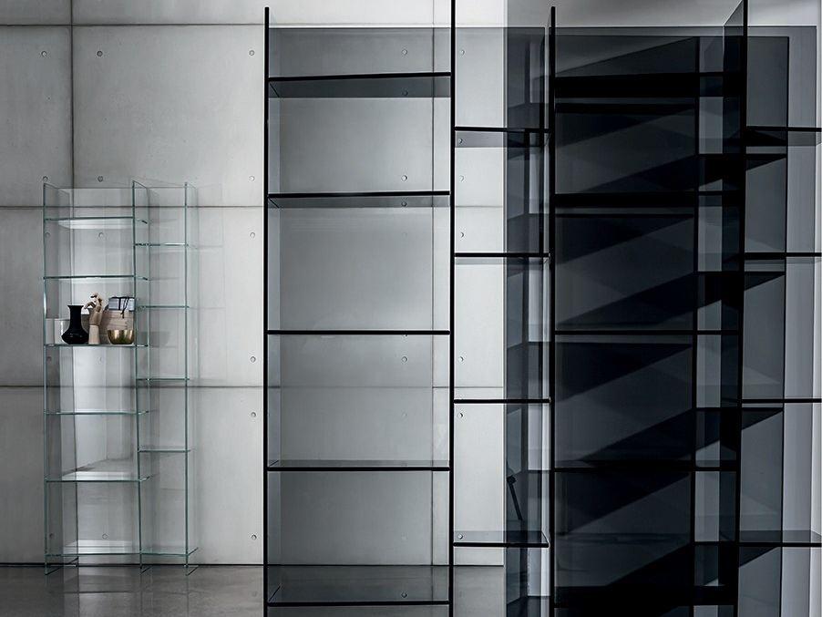 DELPHI H. 190 Freestanding modular glass bookcase