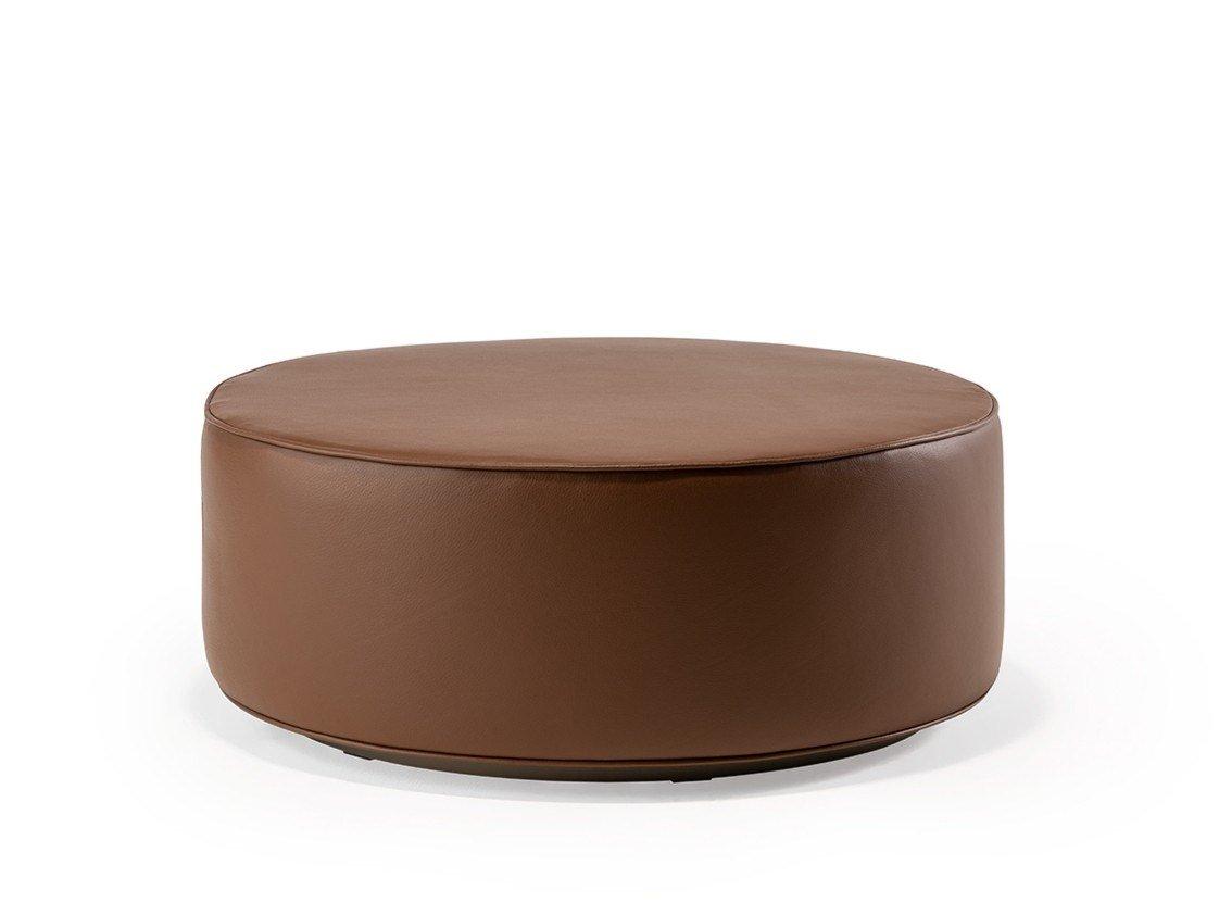 CIRCLE Round leather pouf
