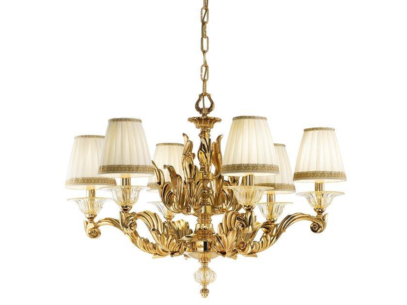 LUCILLA 550/6 Aded gold plated chandelier with clear crystal and shades