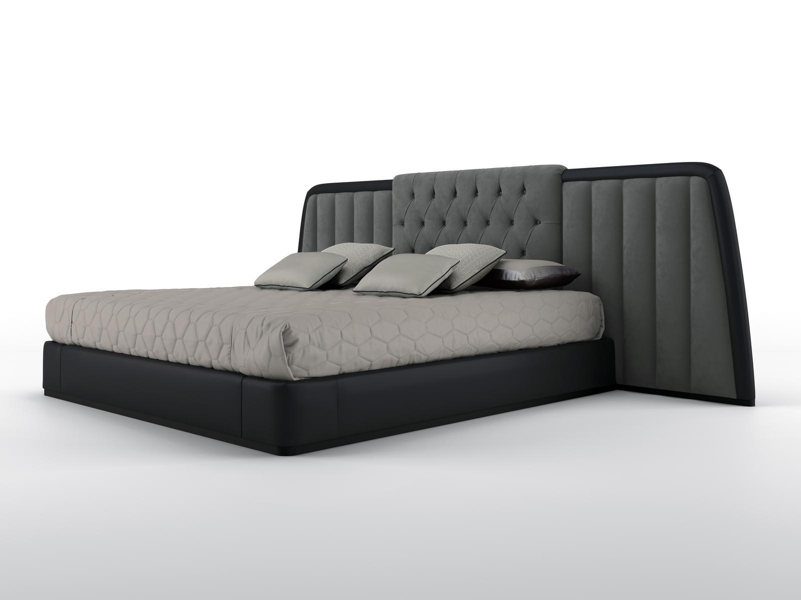 BERNINI WIDE Nabuk king size bed with upholstered headboard