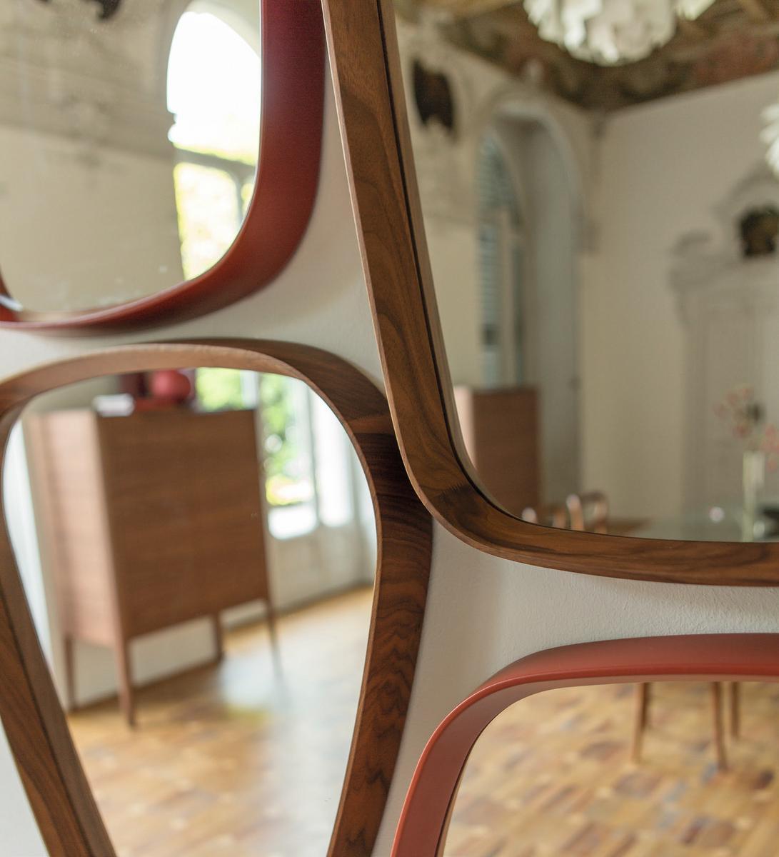 MIX Wall-mounted mirror and wooden frame