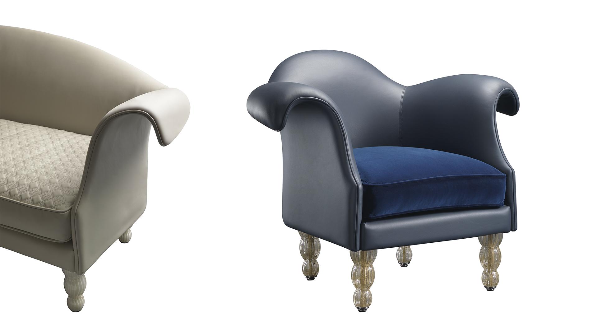 CASANOVA Upholstered leather armchair with armrests