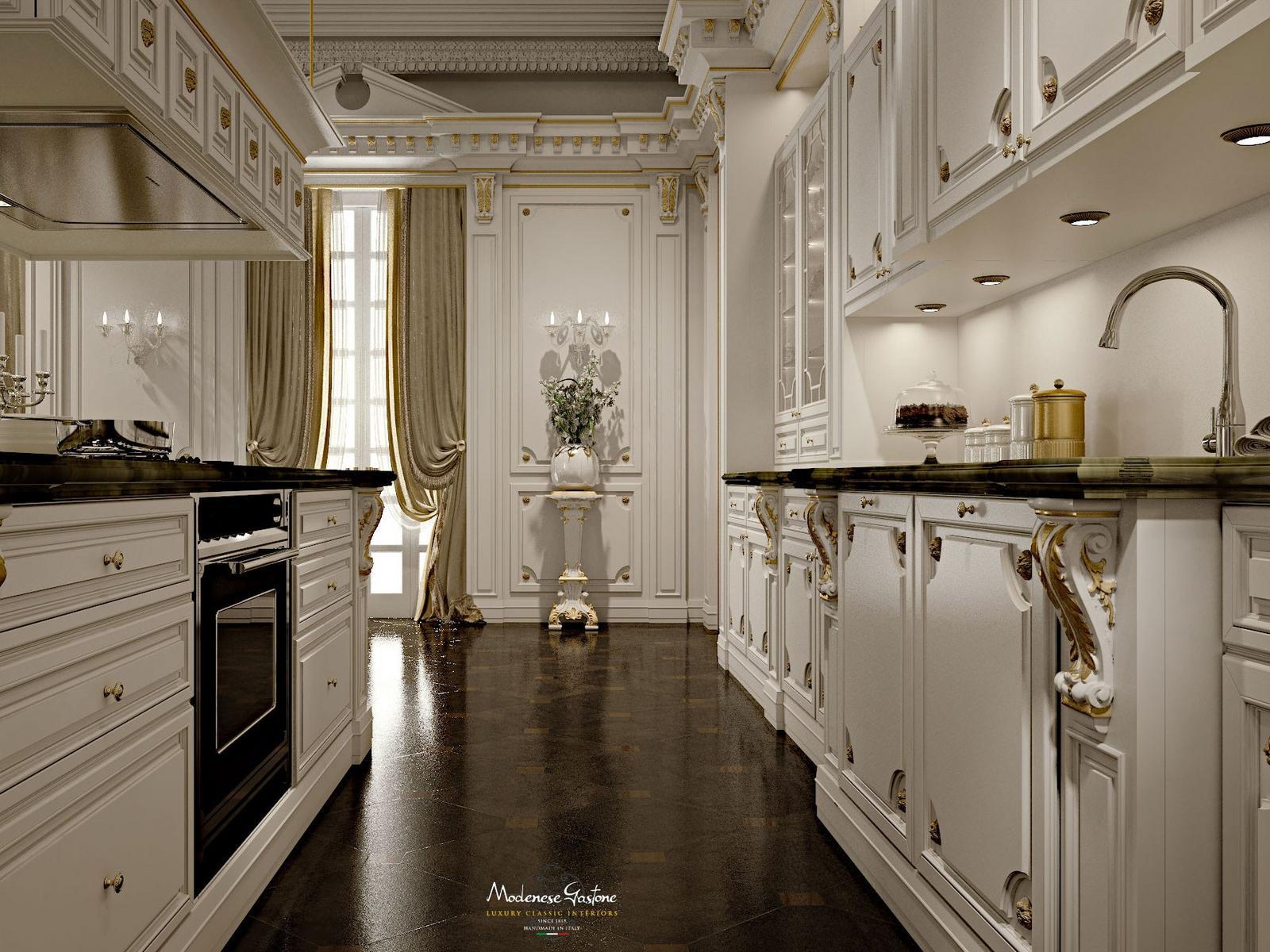 ROMANTICA - IVORY AND GOLD Custom solid wood kitchen
