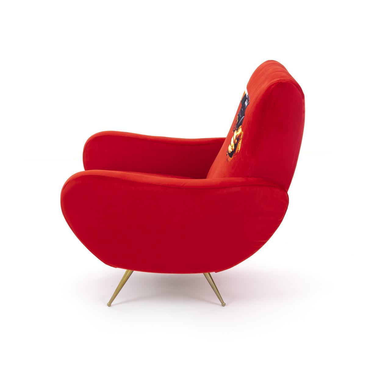 REVOLVER Fabric armchair with armrests