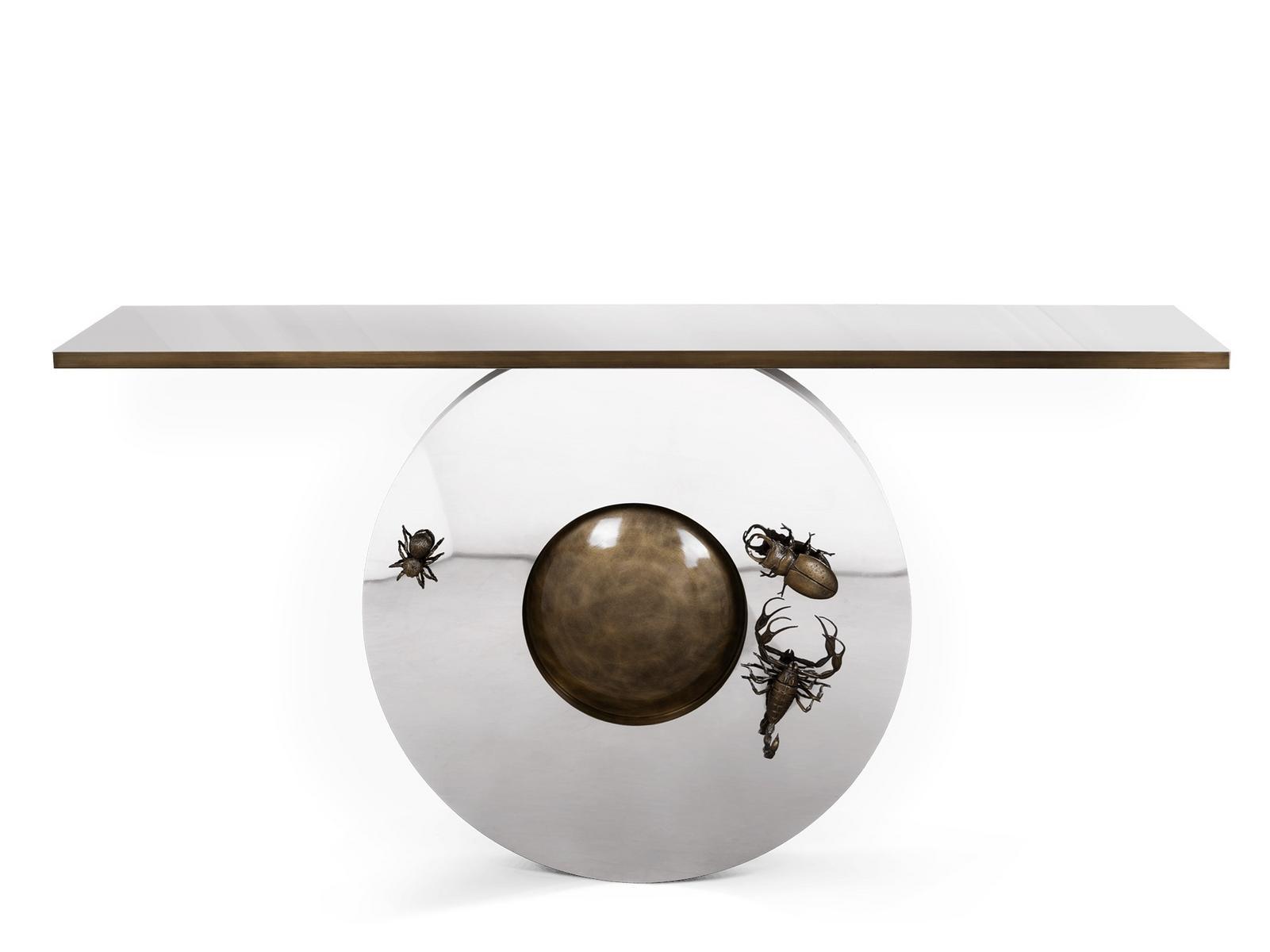 METAMORPHOSIS Rectangular brass console table