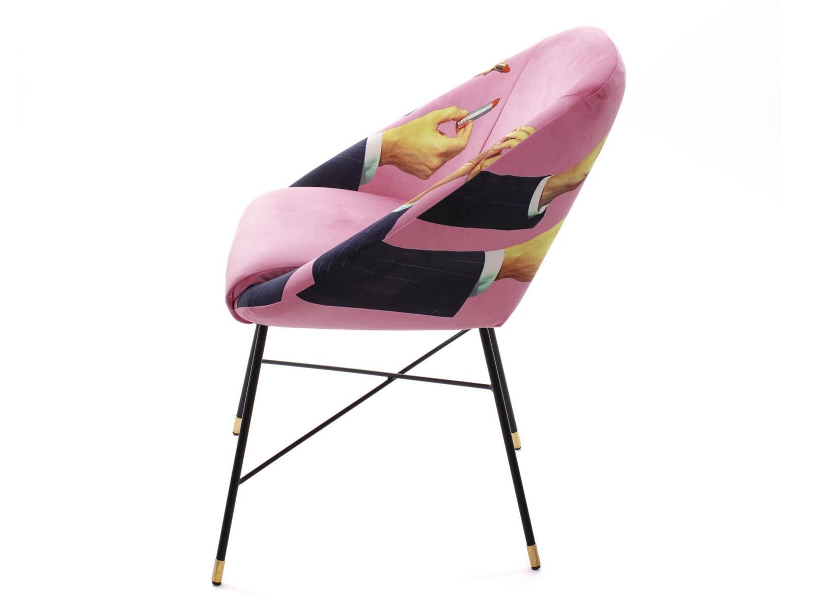 LIPSTICKS PINK Upholstered fabric chair with armrests